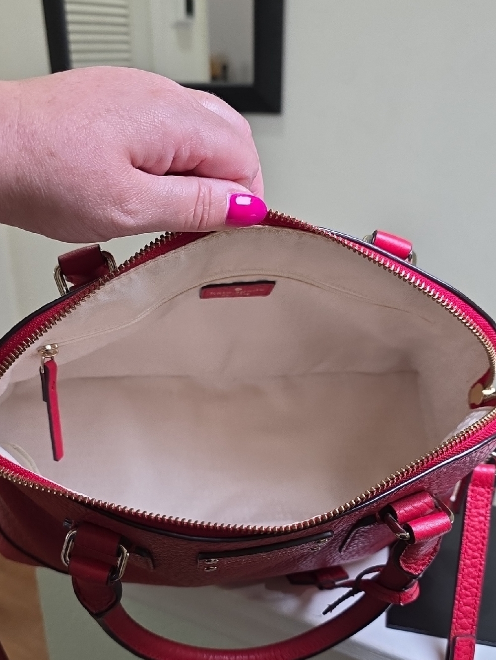 KATE SPADE SMALL RACHELLE Hot Chili Red Leather Bag BAY STREET EUC - Picture 13 of 16